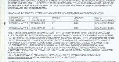 Itangazo rya cyamunara y’umutungo utimukanwa