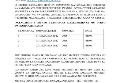 Itangazo rya cyamunara