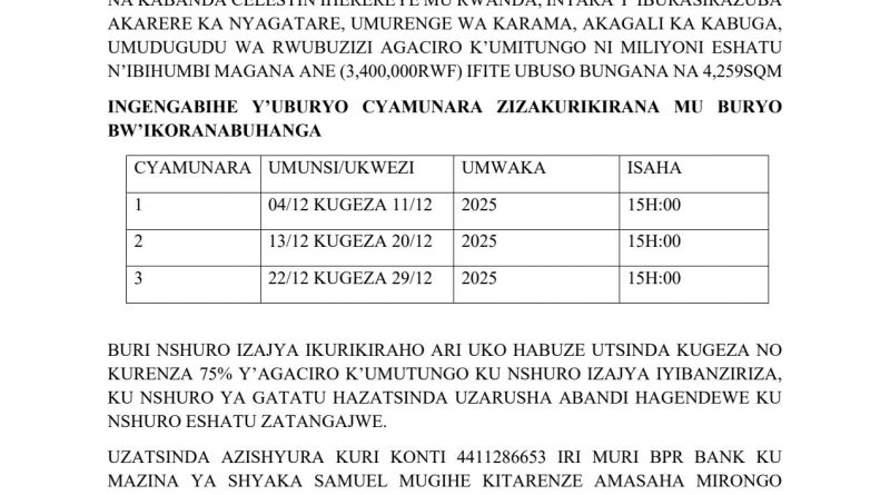 Itangazo rya cyamunara