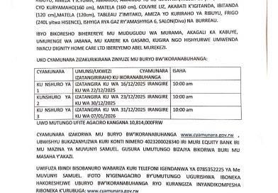 Itangazo rya cyamunara Itangazo rya cyamunara