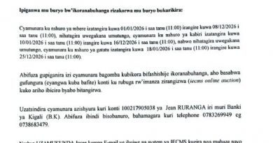 itangazo rya cyamunara