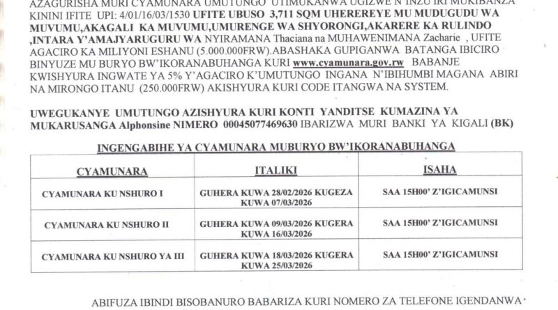 Itangazo rya cyamunara