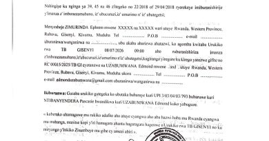 Kumenyesha Ihamagara Zimurinda Ephrem ahatazwi