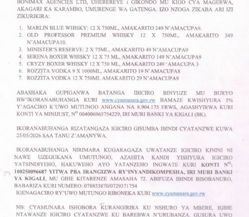 itangazo rya cyamunara