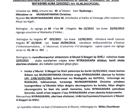 KUMENYESHA  NYIRAGAKARA  UBARIZWA AHATAZWI UMWANZURO W’ABUNZI