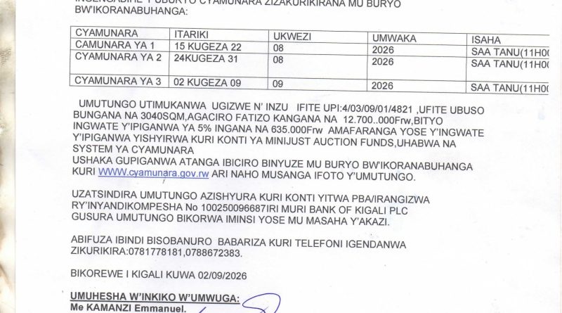 Itangazo rya cyamunara
