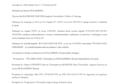 INYANDIKO Y’UMUHESHA W’INKIKO W’UMWUGA IMENYESHA MURENZI THOMAS UBARIZWAAHATAZWI ICYEMEZO CY’URUBANZA
