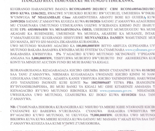 itangazo rya cyamunara