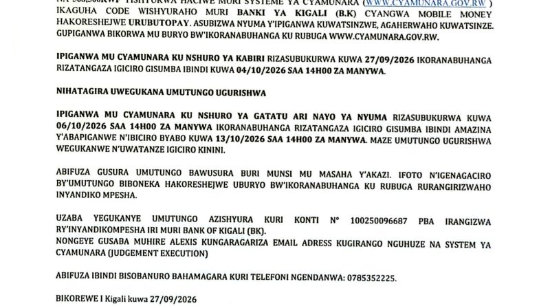 Itangazo rya cyamunara