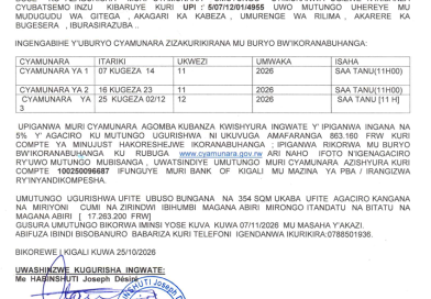 itangazo rya cyamunara