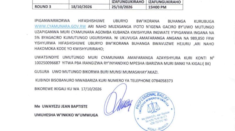 Itangazo rya cyamunara