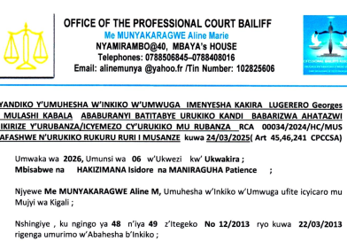 INYANDIKOMVUGO Y’UMUHESHA IMENYESHA –  KAKIRA LUGERERO  Georges