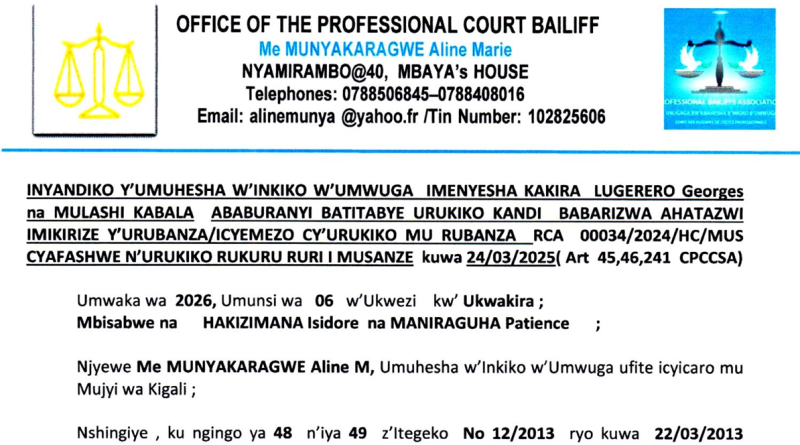 INYANDIKOMVUGO Y’UMUHESHA IMENYESHA –  KAKIRA LUGERERO  Georges